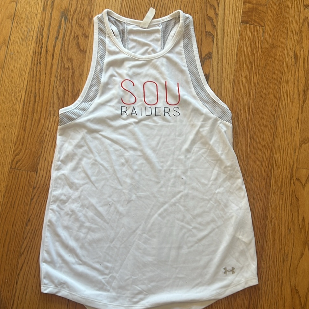 SOU RAIDERS Under Armour Heatgear white racerback tank top small athletic